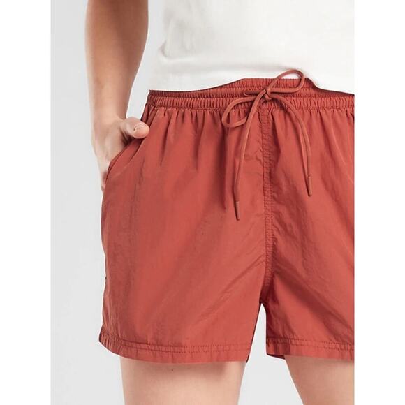 Athleta Expedition Short Drawstring Elastic Waist Hiking Shorts Red Orange 4 - Picture 1 of 13